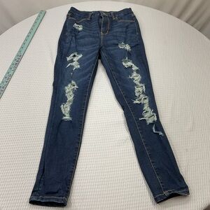 NOBO Women's Distressed Dark Blue Skinny Jeans